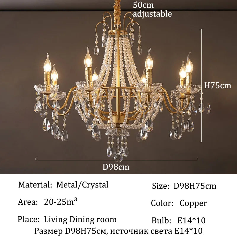 French Luxury Crystal Pendant Lights Ceiling Pendant Lamp Suspension Chandelier for Living Room Chandeliers Ceiling Light Lustre
