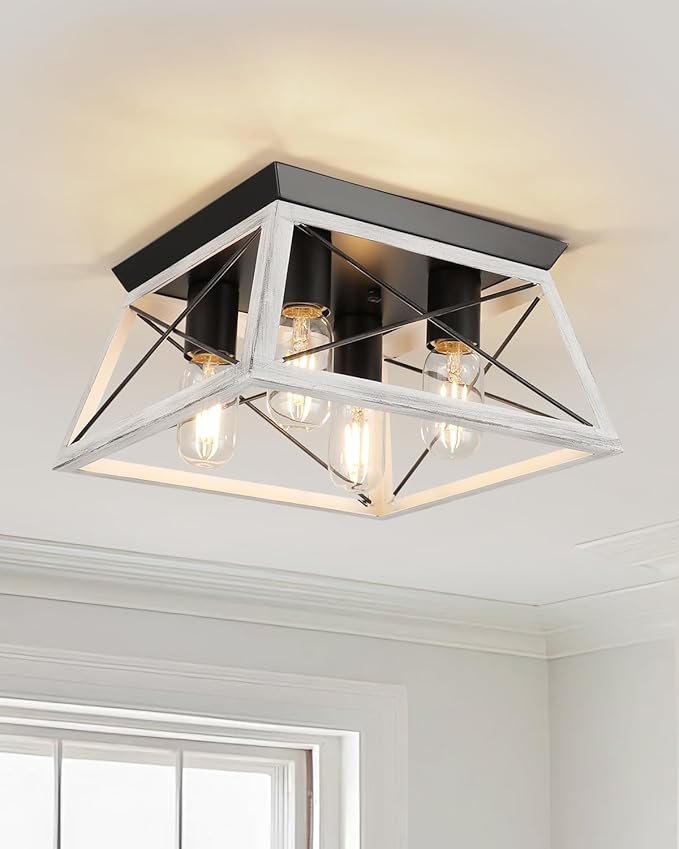 Farmhouse Chandelier 4-Light Vintage Antique Chandeliers Light Fixture For Kitchen Dining Room Living Room(No Bulbs)