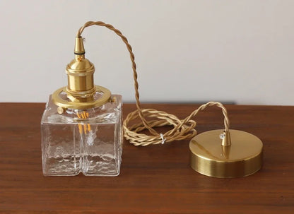 Modern New Style Malleolar Groove Glass Pendant Light Yellow Copper Dining Room Study Hotel Chandelier Lightingt E27 Home Decor