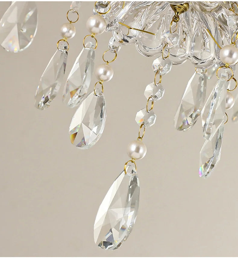 French Luxury Crystal Pendant Lights Ceiling Pendant Lamp Suspension Chandelier for Living Room Chandeliers Ceiling Light Lustre
