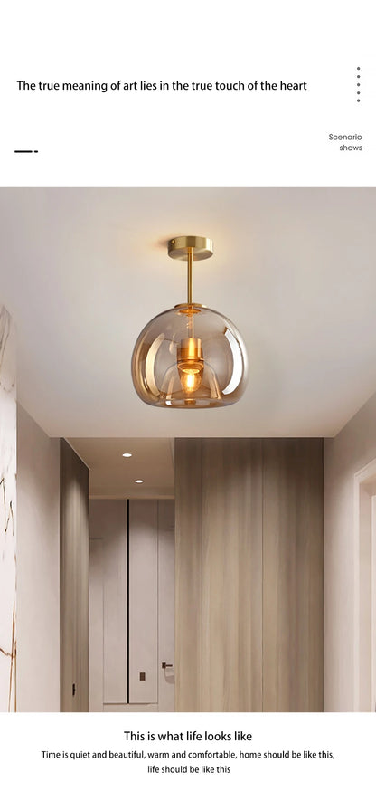 Modern LED Glass Ceiling Lights Home Indoor Chandeliers Ceiling Lamps Bedroom Aisle Corridor Lamp Lampara techo Lustre E27 Bulb