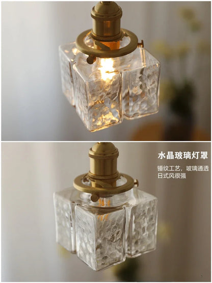 Modern New Style Malleolar Groove Glass Pendant Light Yellow Copper Dining Room Study Hotel Chandelier Lightingt E27 Home Decor