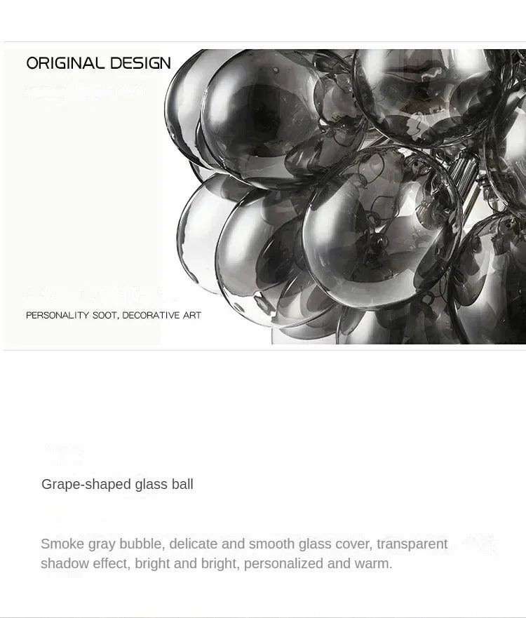 Nordic Balloon Bubble Lighting Boy Children's Bedroom Chandelier Living Room Model Restaurant Creative Ash Glass Pendant Lamp