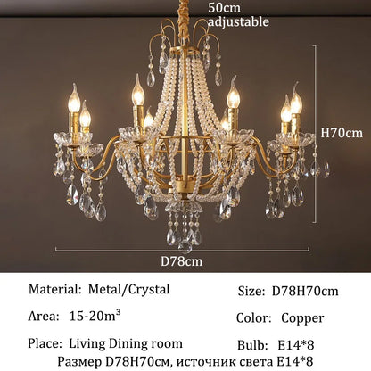 French Luxury Crystal Pendant Lights Ceiling Pendant Lamp Suspension Chandelier for Living Room Chandeliers Ceiling Light Lustre