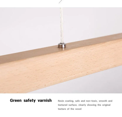 Nordic Long Wood Strip LED Pendant Light Dining Table Lamp Light Suspension Chandelier for Living Dining Room Lighting Fixture