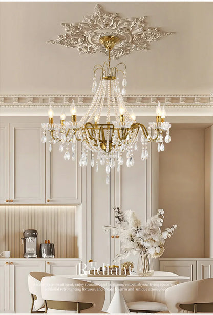 French Luxury Crystal Pendant Lights Ceiling Pendant Lamp Suspension Chandelier for Living Room Chandeliers Ceiling Light Lustre