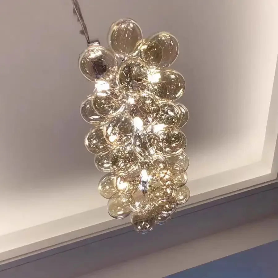 Nordic Balloon Bubble Lighting Boy Children's Bedroom Chandelier Living Room Model Restaurant Creative Ash Glass Pendant Lamp