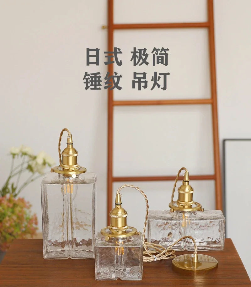 Modern New Style Malleolar Groove Glass Pendant Light Yellow Copper Dining Room Study Hotel Chandelier Lightingt E27 Home Decor