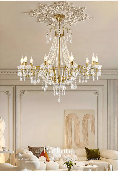 French Luxury Crystal Pendant Lights Ceiling Pendant Lamp Suspension Chandelier for Living Room Chandeliers Ceiling Light Lustre