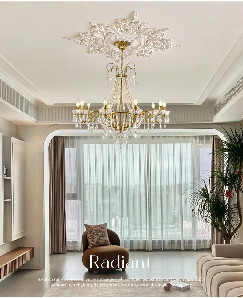 French Luxury Crystal Pendant Lights Ceiling Pendant Lamp Suspension Chandelier for Living Room Chandeliers Ceiling Light Lustre