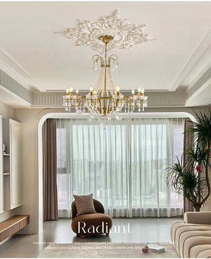 French Luxury Crystal Pendant Lights Ceiling Pendant Lamp Suspension Chandelier for Living Room Chandeliers Ceiling Light Lustre