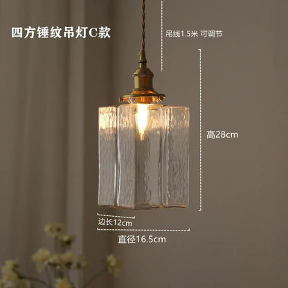 Modern New Style Malleolar Groove Glass Pendant Light Yellow Copper Dining Room Study Hotel Chandelier Lightingt E27 Home Decor