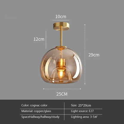 Modern LED Glass Ceiling Lights Home Indoor Chandeliers Ceiling Lamps Bedroom Aisle Corridor Lamp Lampara techo Lustre E27 Bulb