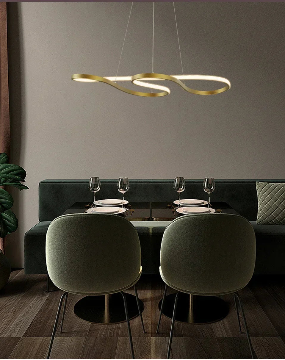 Modern Restaurant Line Pendant Light Bar Dining Table Restaurant Decoration Remote Dimming Kitchen LED Line Pendant Light