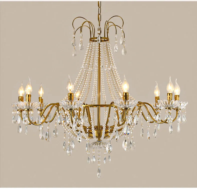 French Luxury Crystal Pendant Lights Ceiling Pendant Lamp Suspension Chandelier for Living Room Chandeliers Ceiling Light Lustre