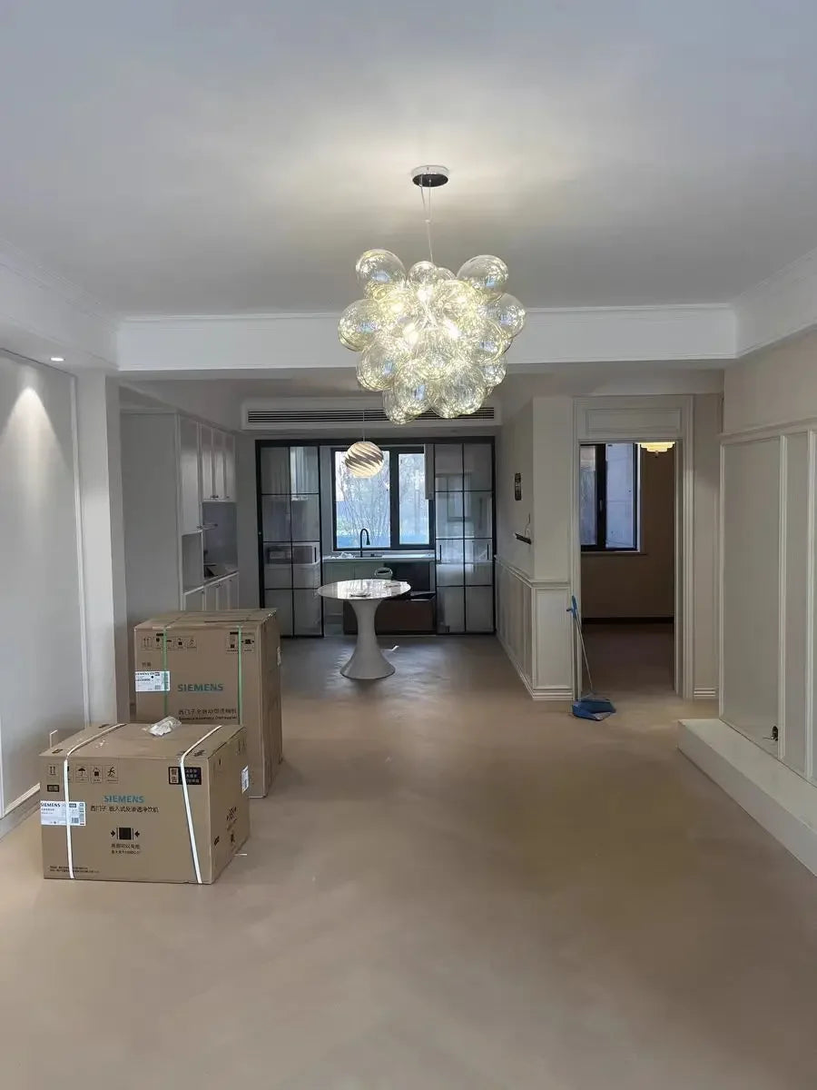 Nordic Balloon Bubble Lighting Boy Children's Bedroom Chandelier Living Room Model Restaurant Creative Ash Glass Pendant Lamp