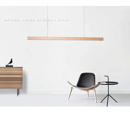 Nordic Long Wood Strip LED Pendant Light Dining Table Lamp Light Suspension Chandelier for Living Dining Room Lighting Fixture
