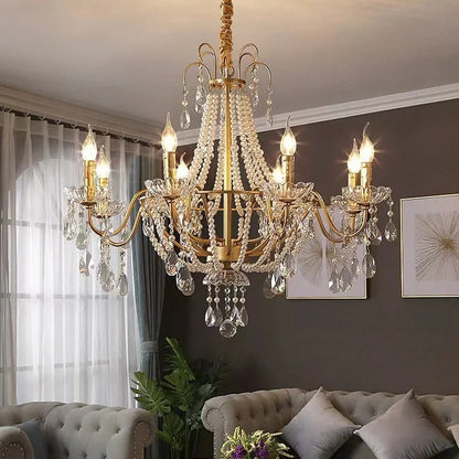 French Luxury Crystal Pendant Lights Ceiling Pendant Lamp Suspension Chandelier for Living Room Chandeliers Ceiling Light Lustre