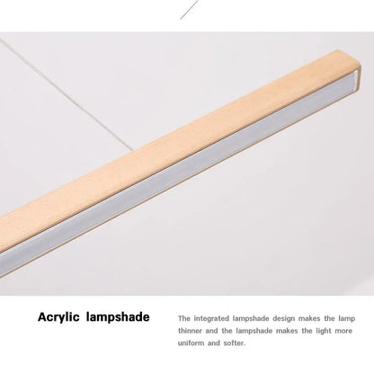 Nordic Long Wood Strip LED Pendant Light Dining Table Lamp Light Suspension Chandelier for Living Dining Room Lighting Fixture