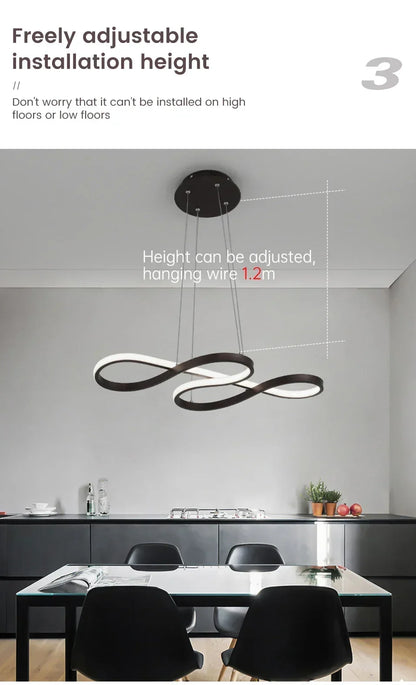 Modern Restaurant Line Pendant Light Bar Dining Table Restaurant Decoration Remote Dimming Kitchen LED Line Pendant Light