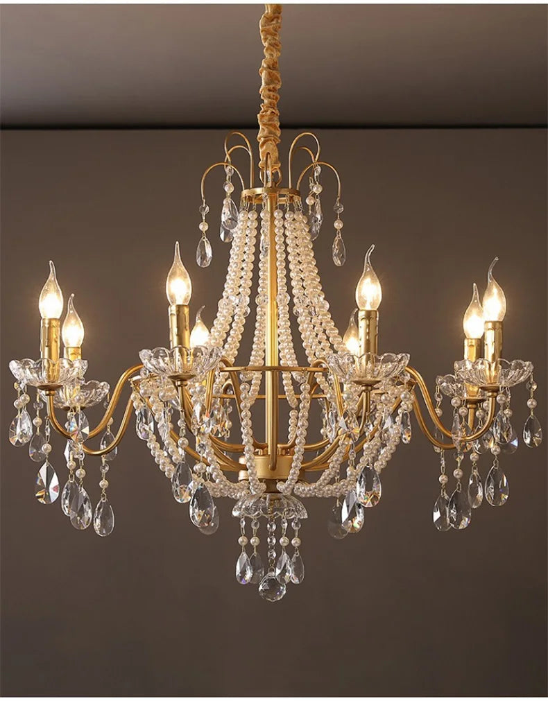 French Luxury Crystal Pendant Lights Ceiling Pendant Lamp Suspension Chandelier for Living Room Chandeliers Ceiling Light Lustre