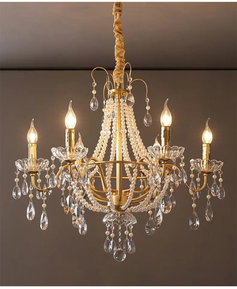 French Luxury Crystal Pendant Lights Ceiling Pendant Lamp Suspension Chandelier for Living Room Chandeliers Ceiling Light Lustre