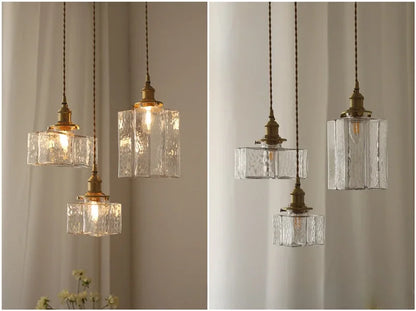 Modern New Style Malleolar Groove Glass Pendant Light Yellow Copper Dining Room Study Hotel Chandelier Lightingt E27 Home Decor