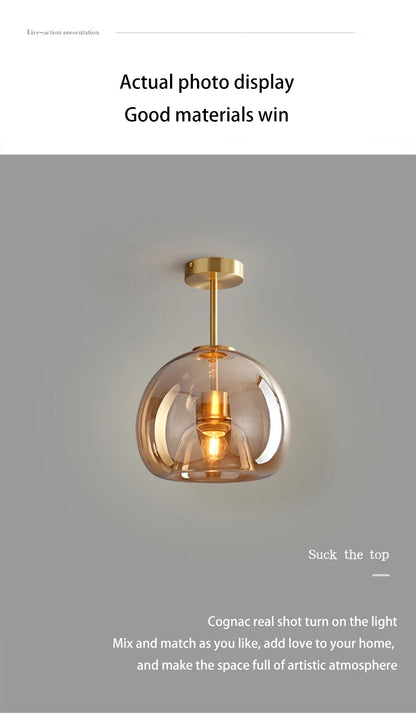 Modern LED Glass Ceiling Lights Home Indoor Chandeliers Ceiling Lamps Bedroom Aisle Corridor Lamp Lampara techo Lustre E27 Bulb