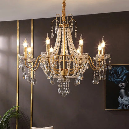 French Luxury Crystal Pendant Lights Ceiling Pendant Lamp Suspension Chandelier for Living Room Chandeliers Ceiling Light Lustre