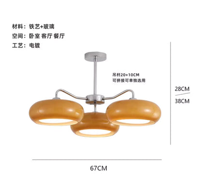 Orange Glass Ceiling Chandelier Vintage Living Room Bauhaus Chandelier For Bedroom Restaurant Decor French Dining Hanging Lamp