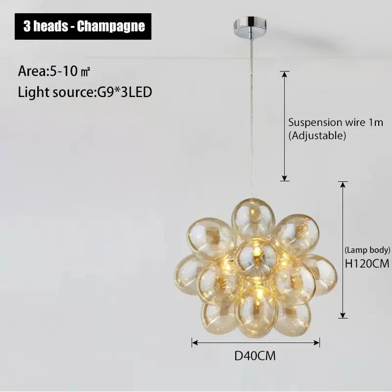 Nordic Balloon Bubble Lighting Boy Children's Bedroom Chandelier Living Room Model Restaurant Creative Ash Glass Pendant Lamp