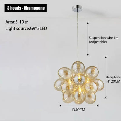 Nordic Balloon Bubble Lighting Boy Children's Bedroom Chandelier Living Room Model Restaurant Creative Ash Glass Pendant Lamp