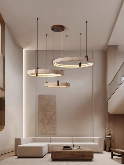 Elevate Your Living Room With Our Luxury Natural Stone LED Chandelier High-end Pendant Light 40cm 50cm 60cm Dimming Function