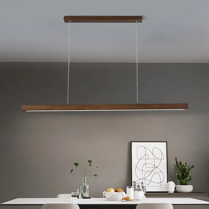 Nordic Long Wood Strip LED Pendant Light Dining Table Lamp Light Suspension Chandelier for Living Dining Room Lighting Fixture