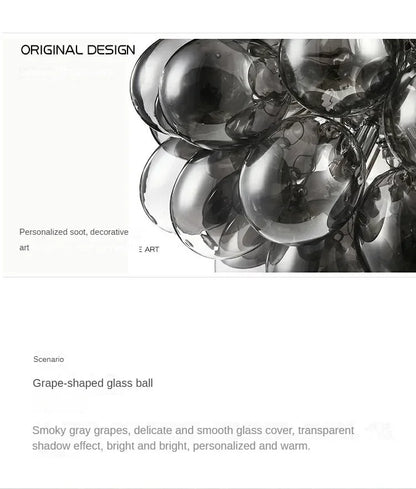 Nordic Balloon Bubble Lighting Boy Children's Bedroom Chandelier Living Room Model Restaurant Creative Ash Glass Pendant Lamp