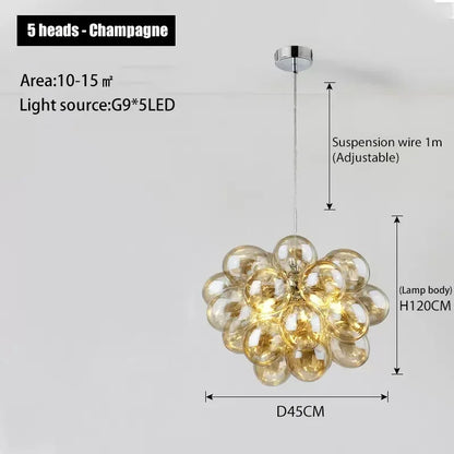 Nordic Balloon Bubble Lighting Boy Children's Bedroom Chandelier Living Room Model Restaurant Creative Ash Glass Pendant Lamp
