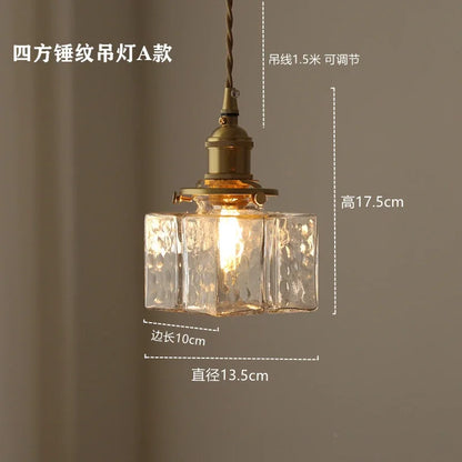 Modern New Style Malleolar Groove Glass Pendant Light Yellow Copper Dining Room Study Hotel Chandelier Lightingt E27 Home Decor