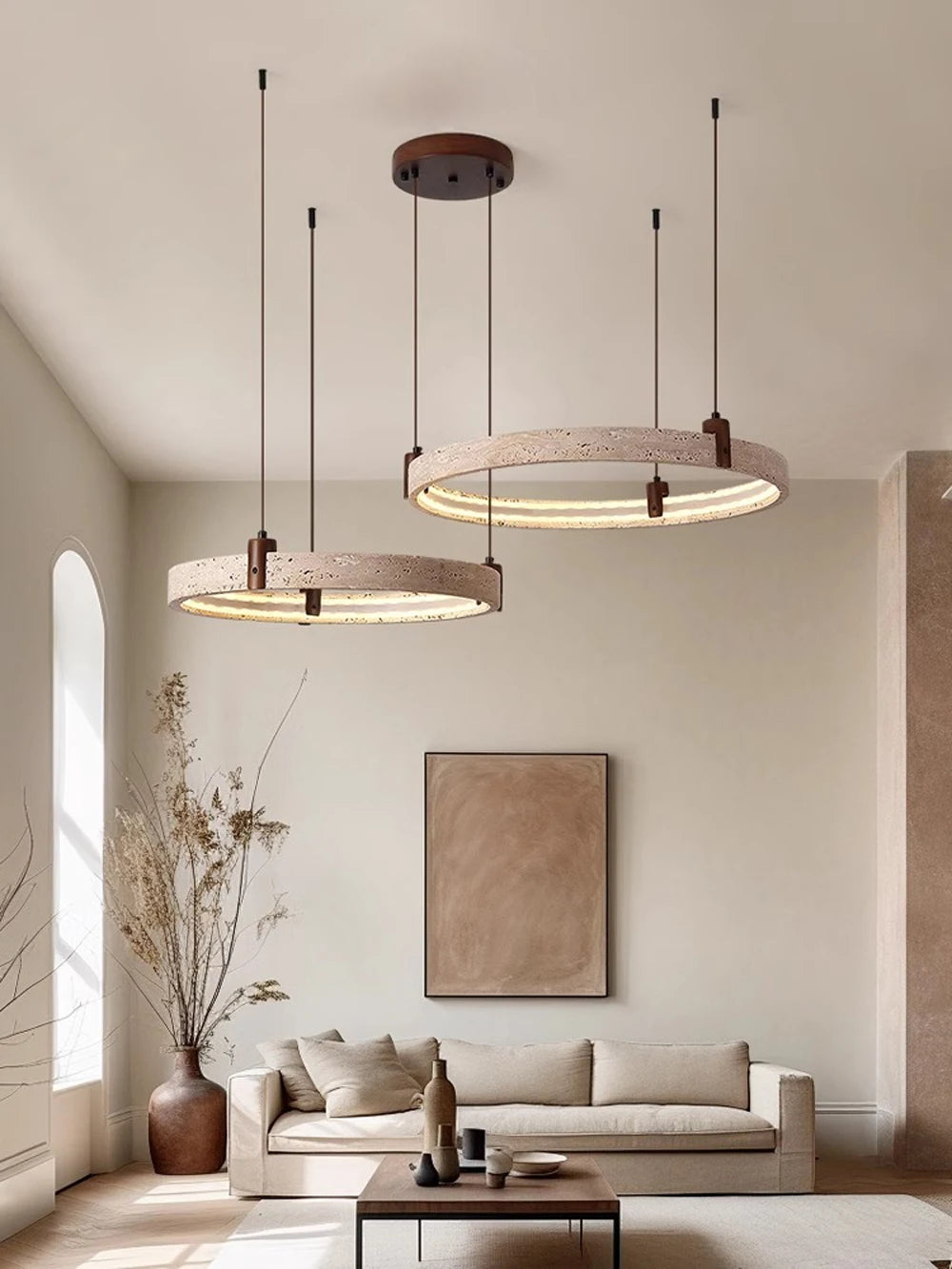 Elevate Your Living Room With Our Luxury Natural Stone LED Chandelier High-end Pendant Light 40cm 50cm 60cm Dimming Function