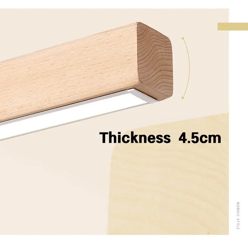 Nordic Long Wood Strip LED Pendant Light Dining Table Lamp Light Suspension Chandelier for Living Dining Room Lighting Fixture
