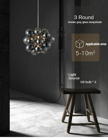 Nordic Balloon Bubble Lighting Boy Children's Bedroom Chandelier Living Room Model Restaurant Creative Ash Glass Pendant Lamp