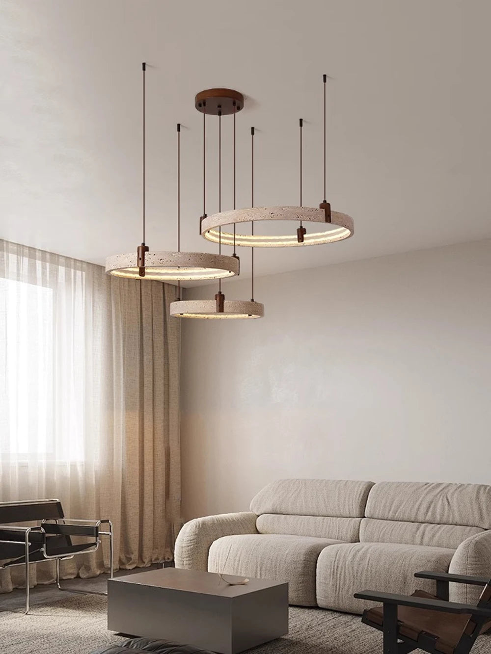 Elevate Your Living Room With Our Luxury Natural Stone LED Chandelier High-end Pendant Light 40cm 50cm 60cm Dimming Function