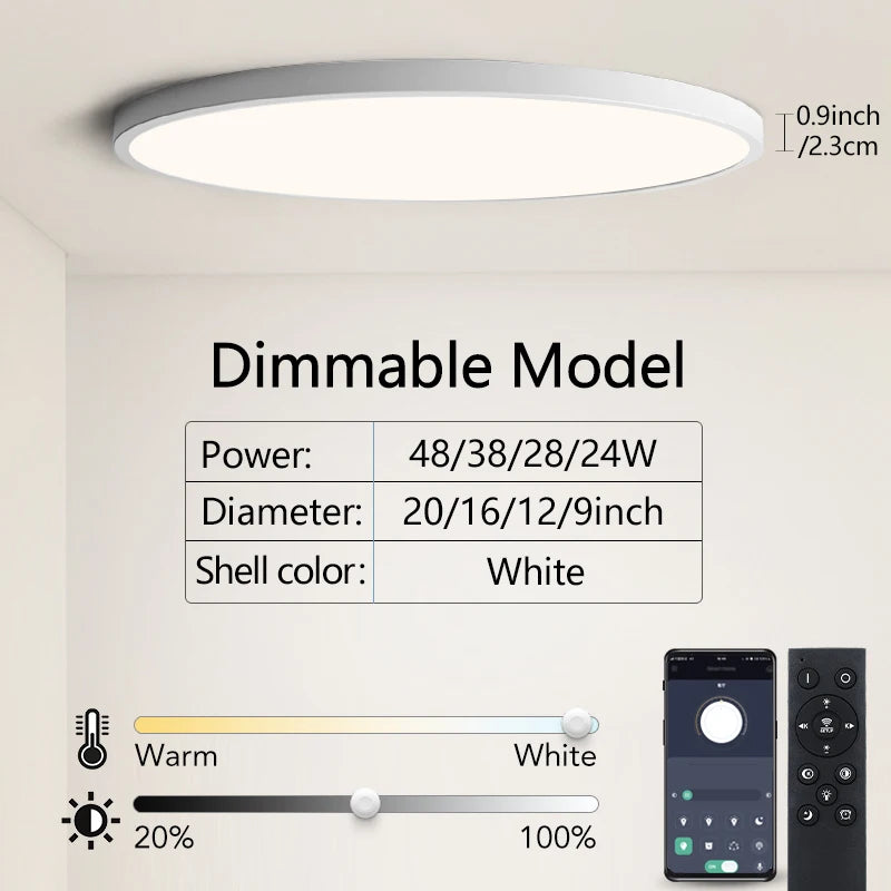MARPOU 2cm Ultra-thin LED ceiling light 24W 28W 38W 48W warm white cold white neutral white indoor modern lighting Decoration