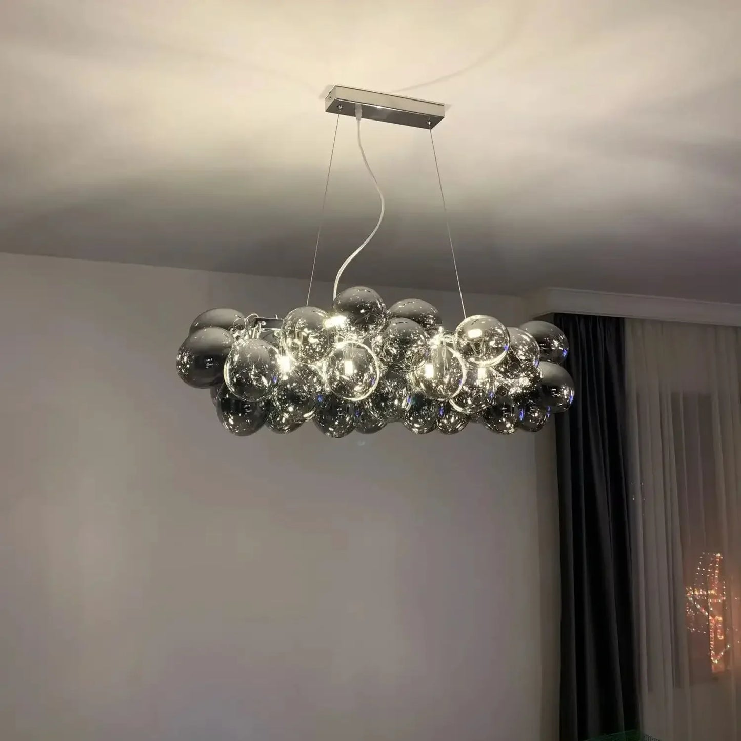 Nordic Balloon Bubble Lighting Boy Children's Bedroom Chandelier Living Room Model Restaurant Creative Ash Glass Pendant Lamp