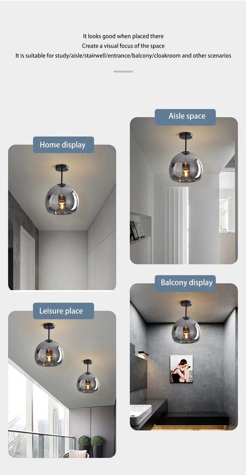 Modern LED Glass Ceiling Lights Home Indoor Chandeliers Ceiling Lamps Bedroom Aisle Corridor Lamp Lampara techo Lustre E27 Bulb