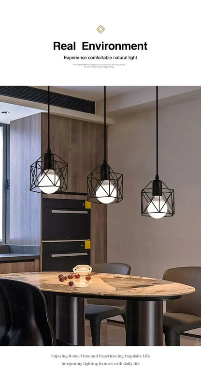 Industrial LED Pendant Lamps E27 Base Metal Hanging Lamps Chandelier Lights for Kitchen Island Cafe Stairway Hallway AC85-265V