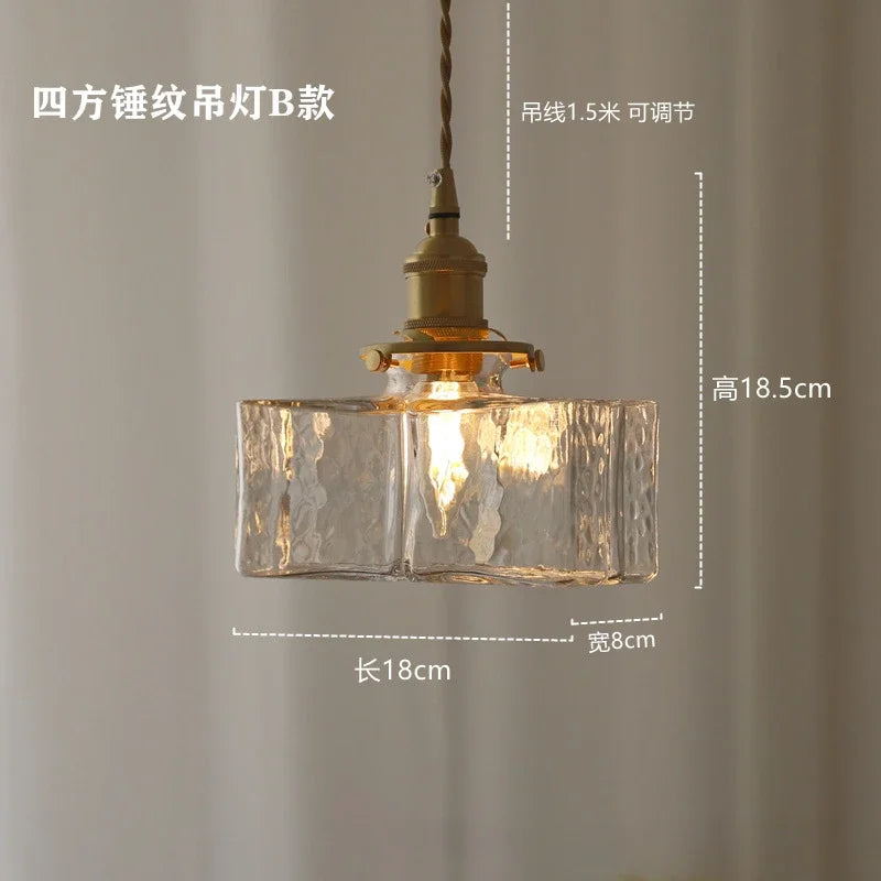 Modern New Style Malleolar Groove Glass Pendant Light Yellow Copper Dining Room Study Hotel Chandelier Lightingt E27 Home Decor