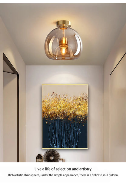Modern LED Glass Ceiling Lights Home Indoor Chandeliers Ceiling Lamps Bedroom Aisle Corridor Lamp Lampara techo Lustre E27 Bulb