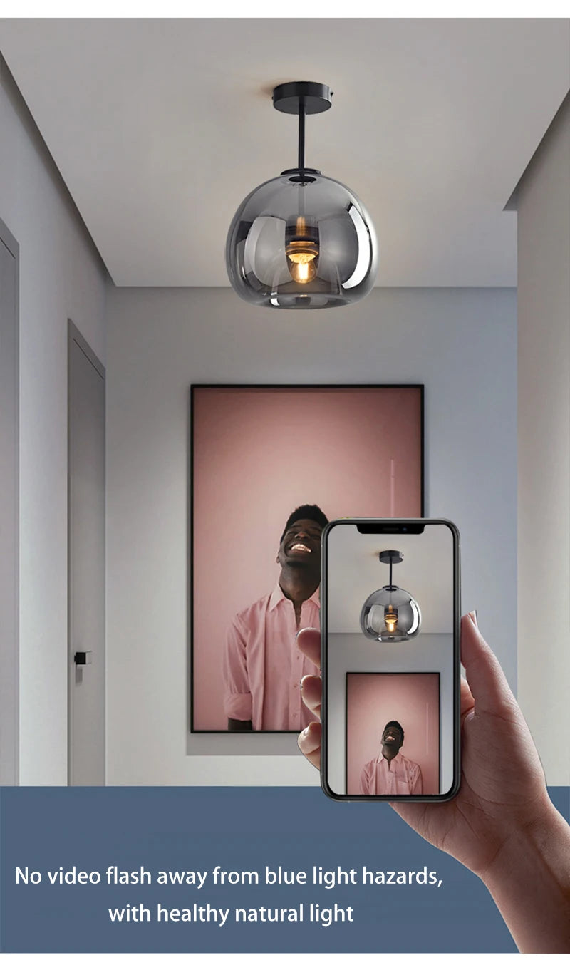 Modern LED Glass Ceiling Lights Home Indoor Chandeliers Ceiling Lamps Bedroom Aisle Corridor Lamp Lampara techo Lustre E27 Bulb