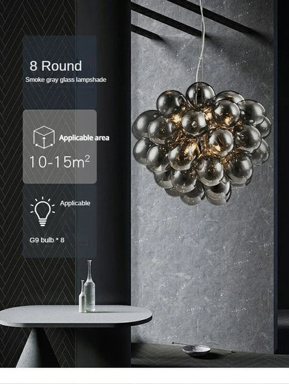 Nordic Balloon Bubble Lighting Boy Children's Bedroom Chandelier Living Room Model Restaurant Creative Ash Glass Pendant Lamp