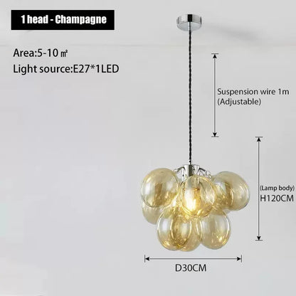 Nordic Balloon Bubble Lighting Boy Children's Bedroom Chandelier Living Room Model Restaurant Creative Ash Glass Pendant Lamp